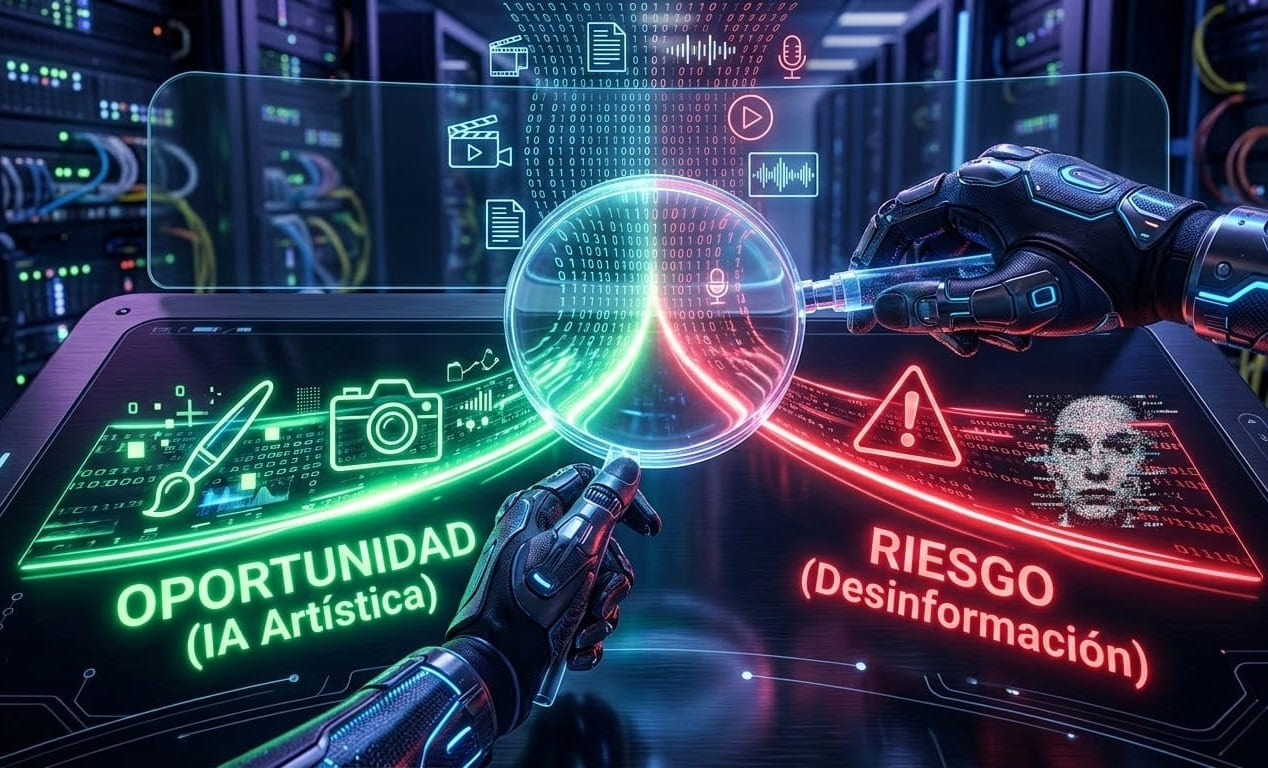 imagen explicativa de como tienes oportunidad y riesgo de hacer publicidad para la IA