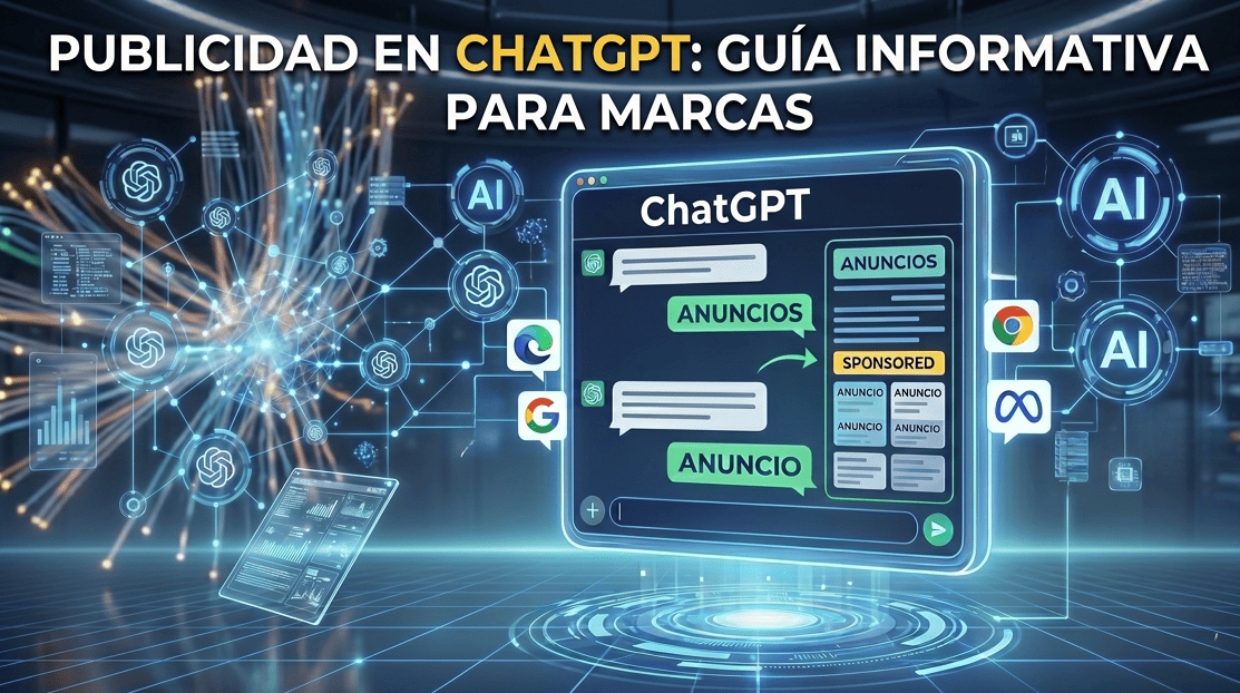 Panel mostrando las opciones de realizar publicidad e ChatGPT de OpenAI